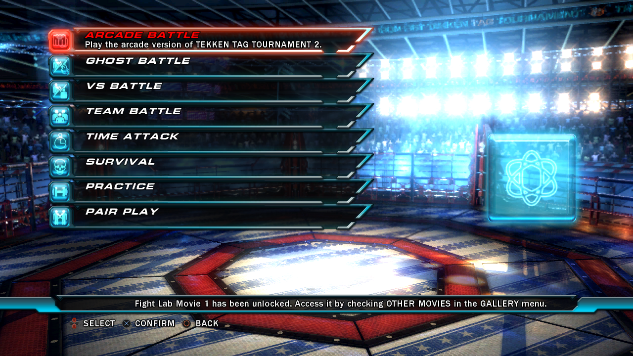 Tekken Tag Tournament 2 offline menu